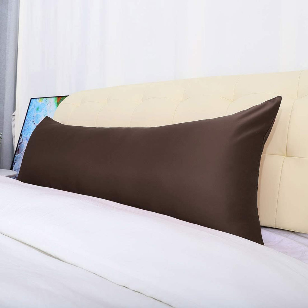 uxcell Body Pillow Cover, 20x72 Inch Brown Silky Satin Body Pillowcases for Hair and Skin, Soft Cooling Smooth Pillow Case with Envelope…