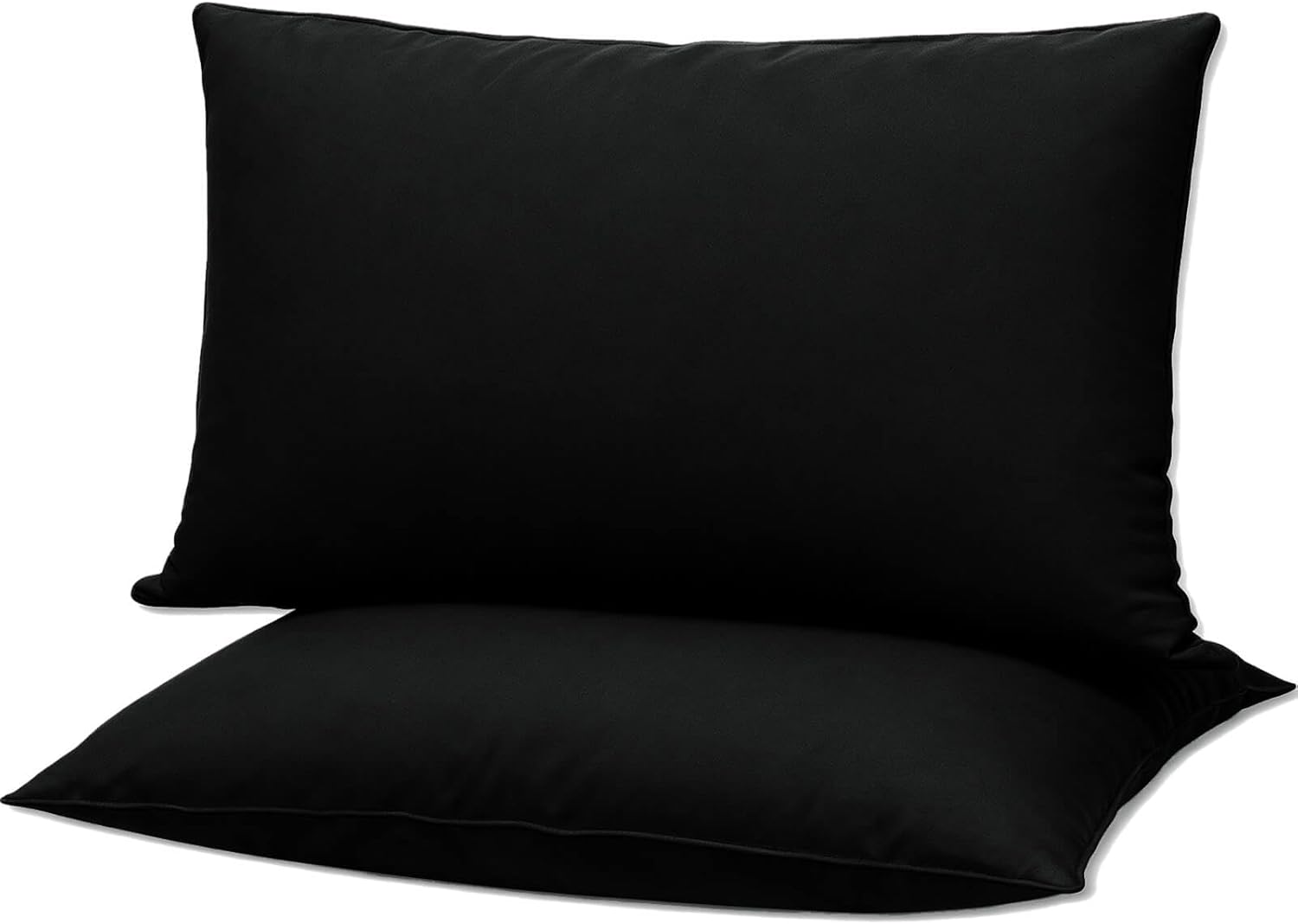 Flat Ultra Thin Bed Pillows Standard Size Pillow Set of 2 Extra Soft Down Alternative for Stomach Back Sleeper Black 20x26inches