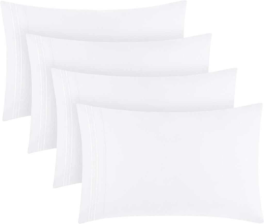 Mellanni Pillow Cases Set - 4 PC Iconic Collection Pillowcases - Hotel Luxury, Extra Soft, Cooling Pillow Covers - Wrinkle, Fade, Stain Res…