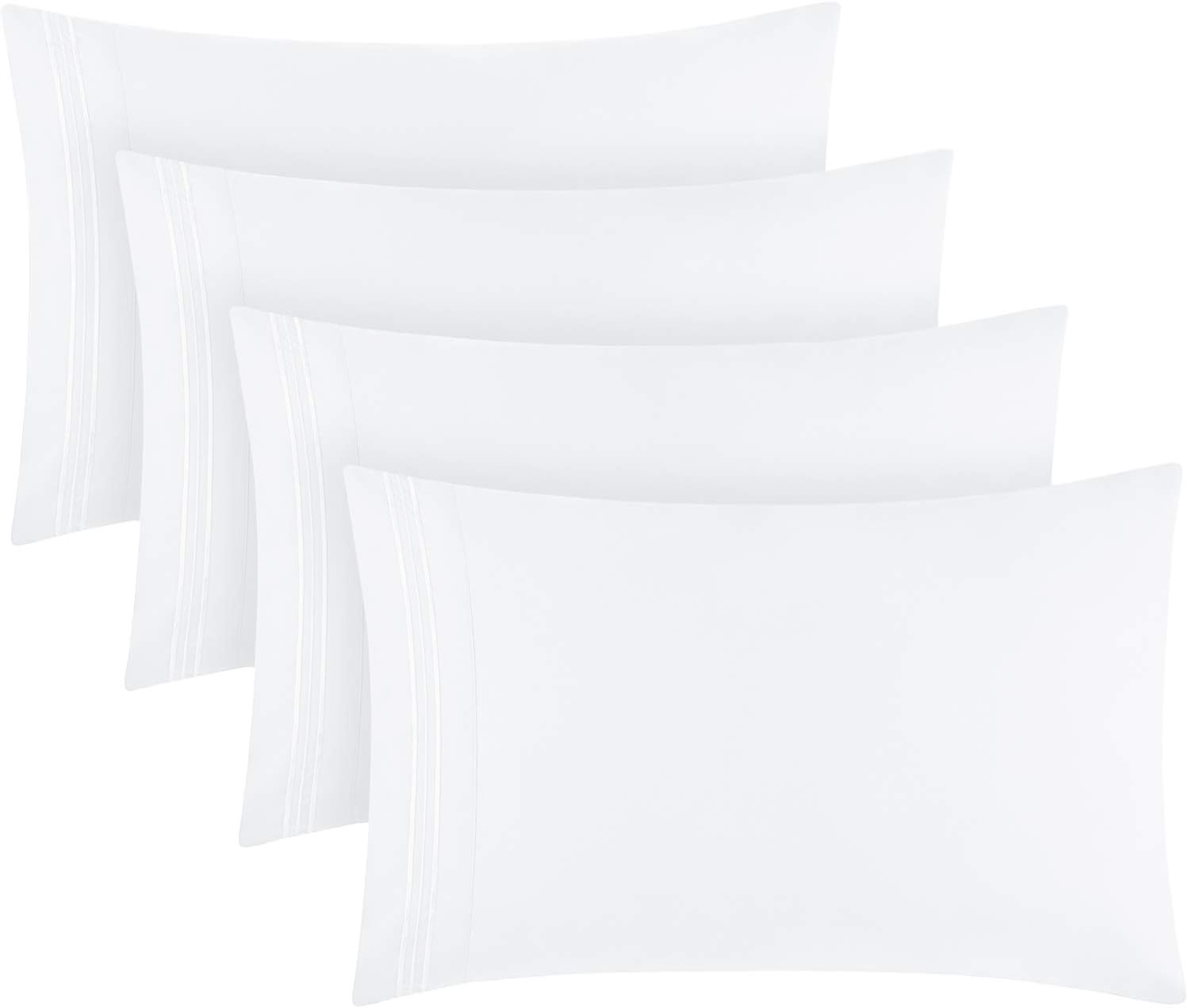 Mellanni Pillow Cases Set - 4 PC Iconic Collection Pillowcases - Hotel Luxury, Extra Soft, Cooling Pillow Covers - Wrinkle, Fade, Stain Res…