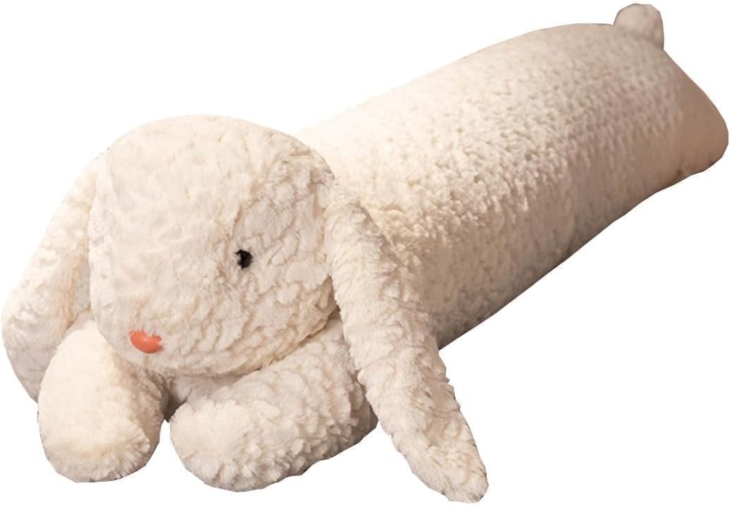 Rabbit Plush Pillow, Rabbit Stuffed Animal, Rabbit Plush Long Body Pillow Gift for Kids Adults (White,47 inch)