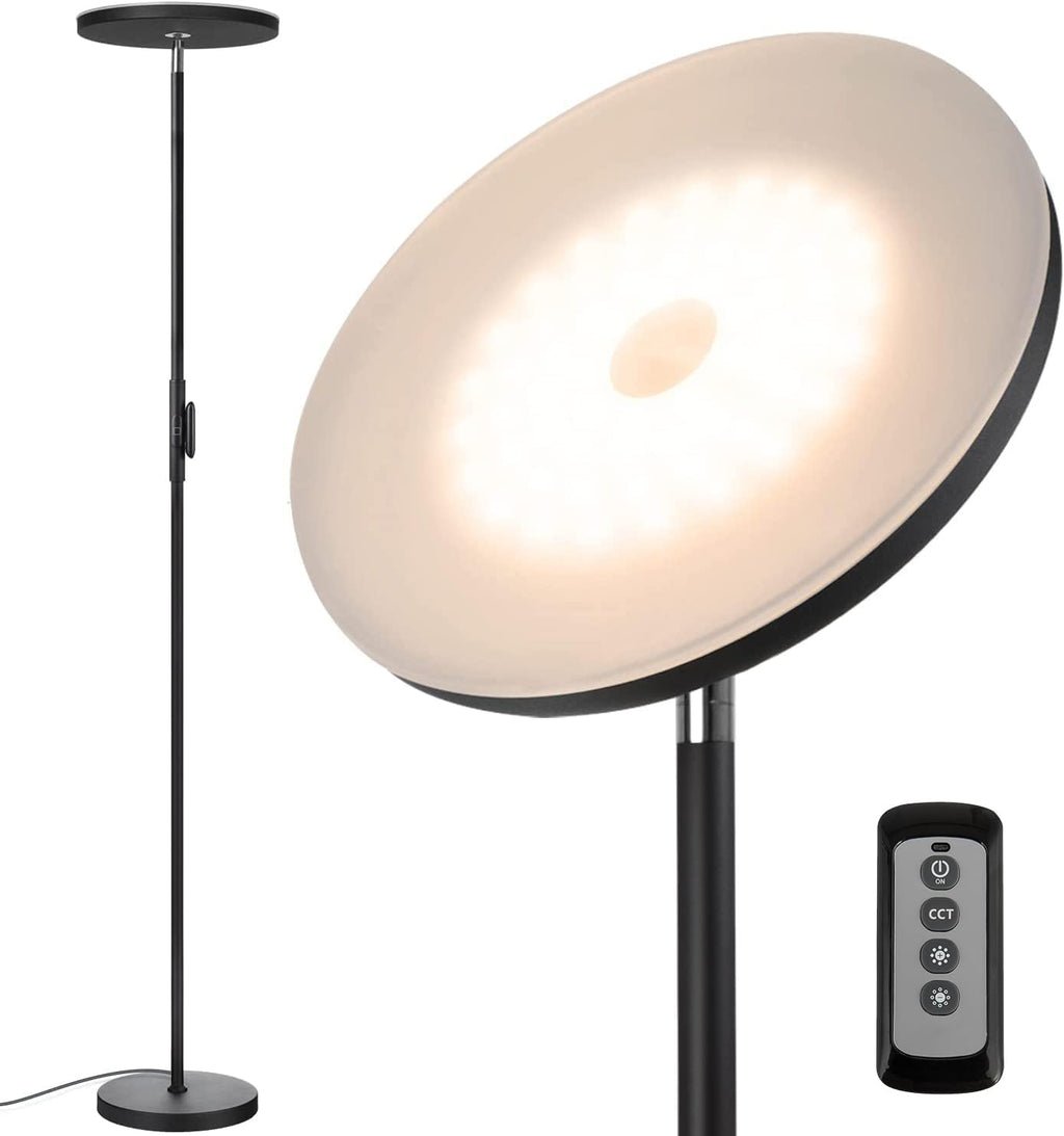 JOOFO Floor Lamp,30W/2400LM Sky LED Modern Torchiere 3 Color Temperatures Super Bright-Tall Standing Pole Light with Remote & Touch…