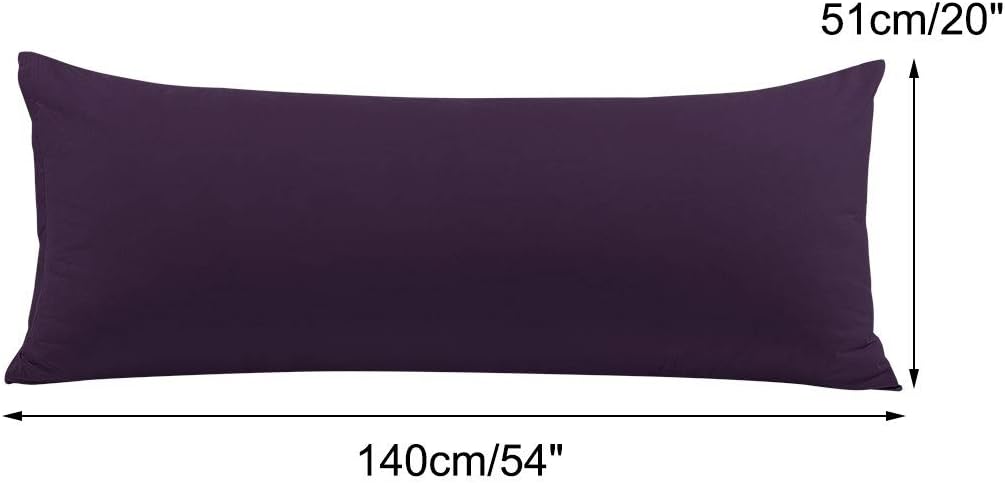 PiccoCasa Body Pillow Cover with Zipper Closure, 110 GSM Brushed Microfiber, Soft Long Cases for Body Pillows (20"x54") Plum cotton