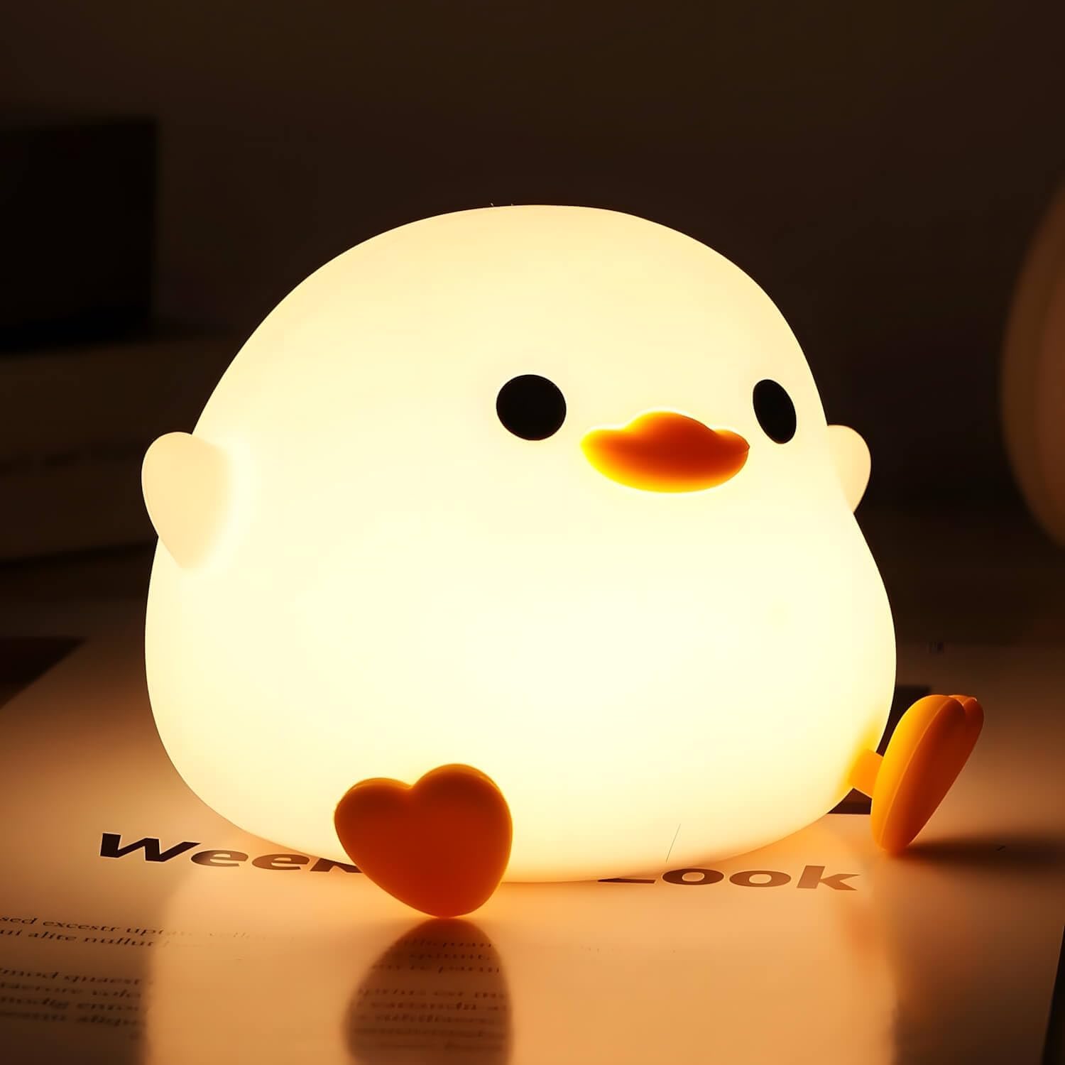 Dodo Duck Night Light, 50Hrs Duck Lamp Squishy, Tap Control 2 Brightness, 20Min Auto-Off, Rechargeable Animal Night Light for Kids…