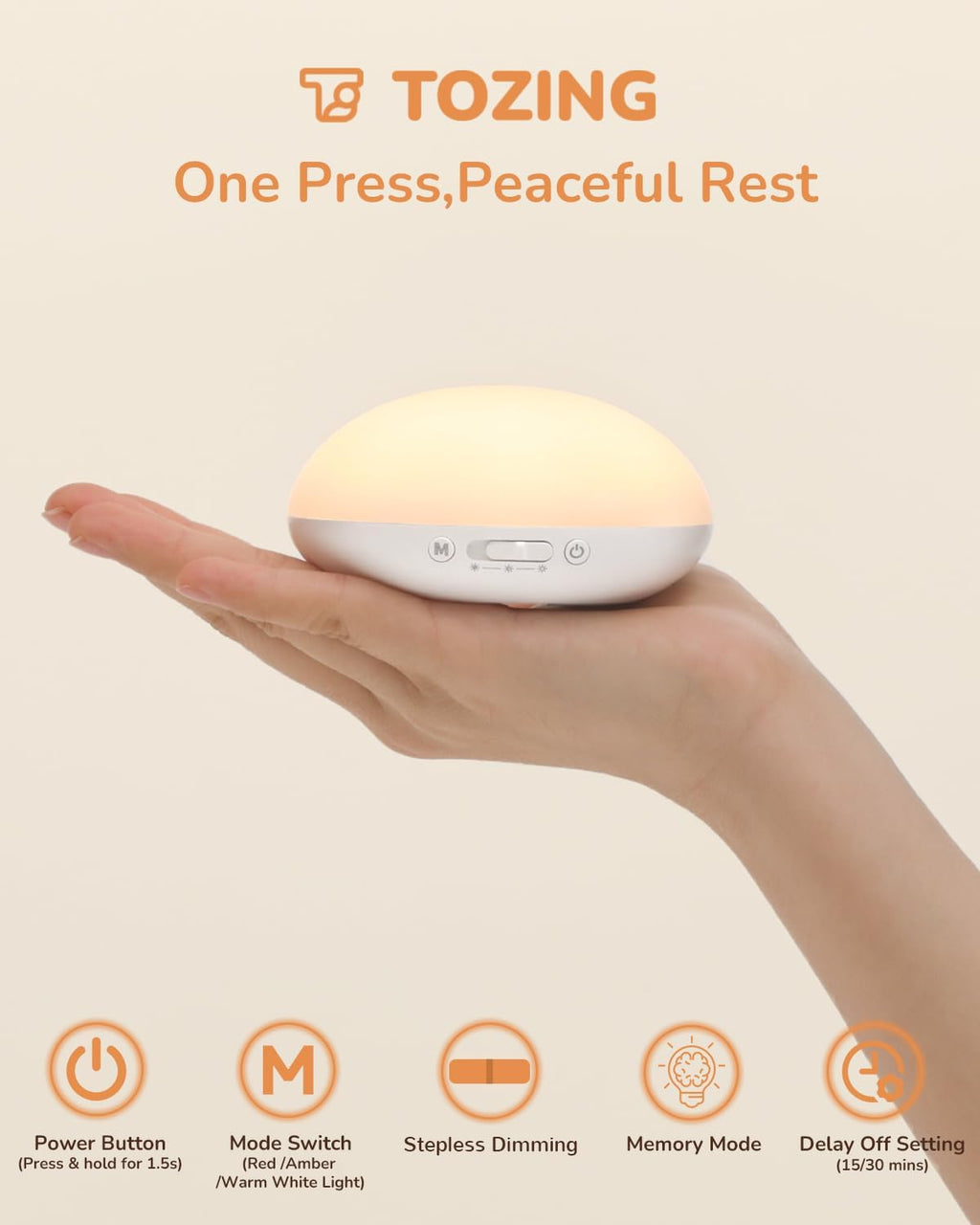 Tozing Egg Light for Nursery, Portable Baby Night Light for Breastfeeding, Rechargeable Baby Nightlight with Timer, Dimmable Battery Powere…