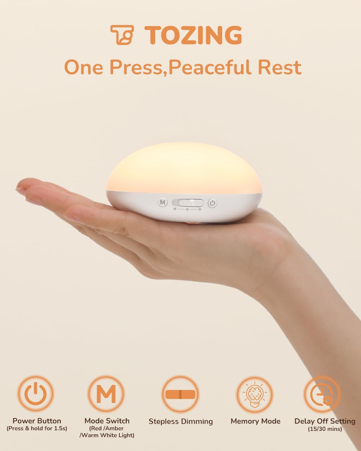 Tozing Egg Light for Nursery, Portable Baby Night Light for Breastfeeding, Rechargeable Baby Nightlight with Timer, Dimmable Battery Powere…