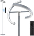 SIBRILLE Silver Floor Lamps for Living Room, Stepless Dimmable Standing Lamp with Touch Remote Control, 22W Rotatable LED Floor Light…