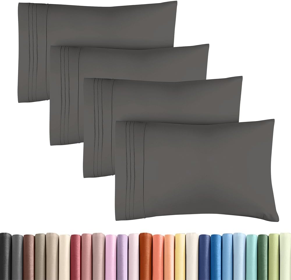 Standard Pillow Cases Set of 4 - Ultra Soft Hotel Quality Pillowcase Covers - Comfy Bedding for Women, Men, Kids & Teens - Machine…
