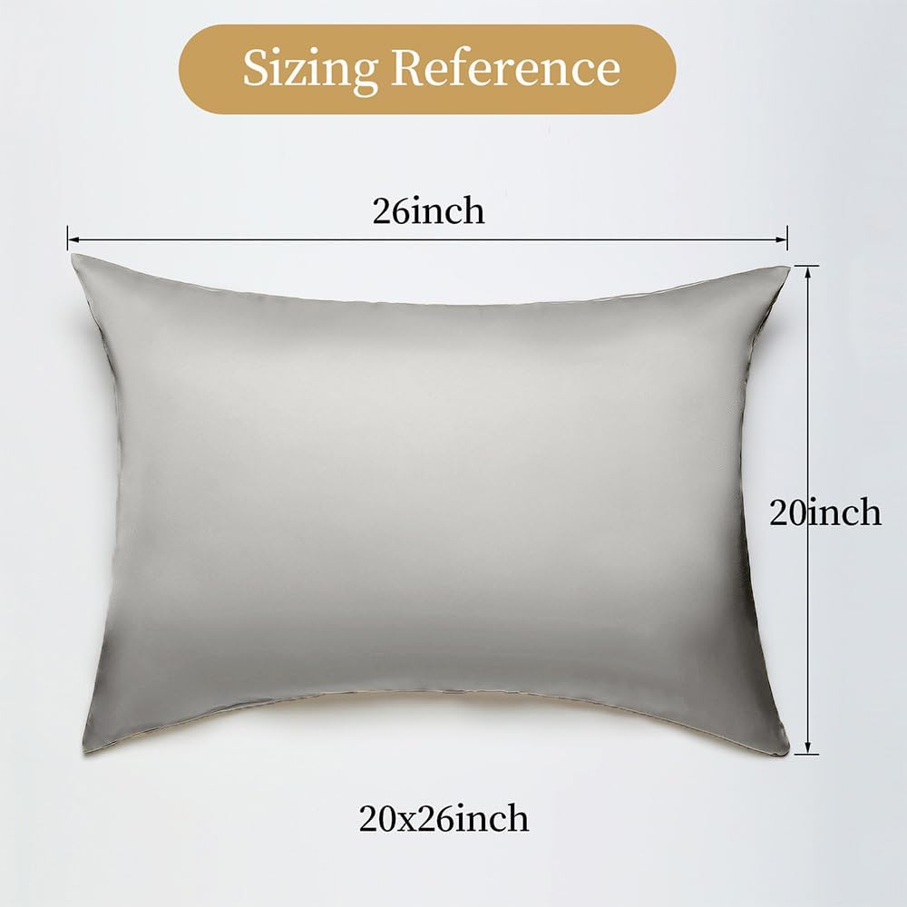 Mulberry Silk Pillowcase for Hair and Skin Standard Size 20"X 26" with Hidden Zipper, Softer Than Silk Pillow Cases Queen Smooth Cooling…