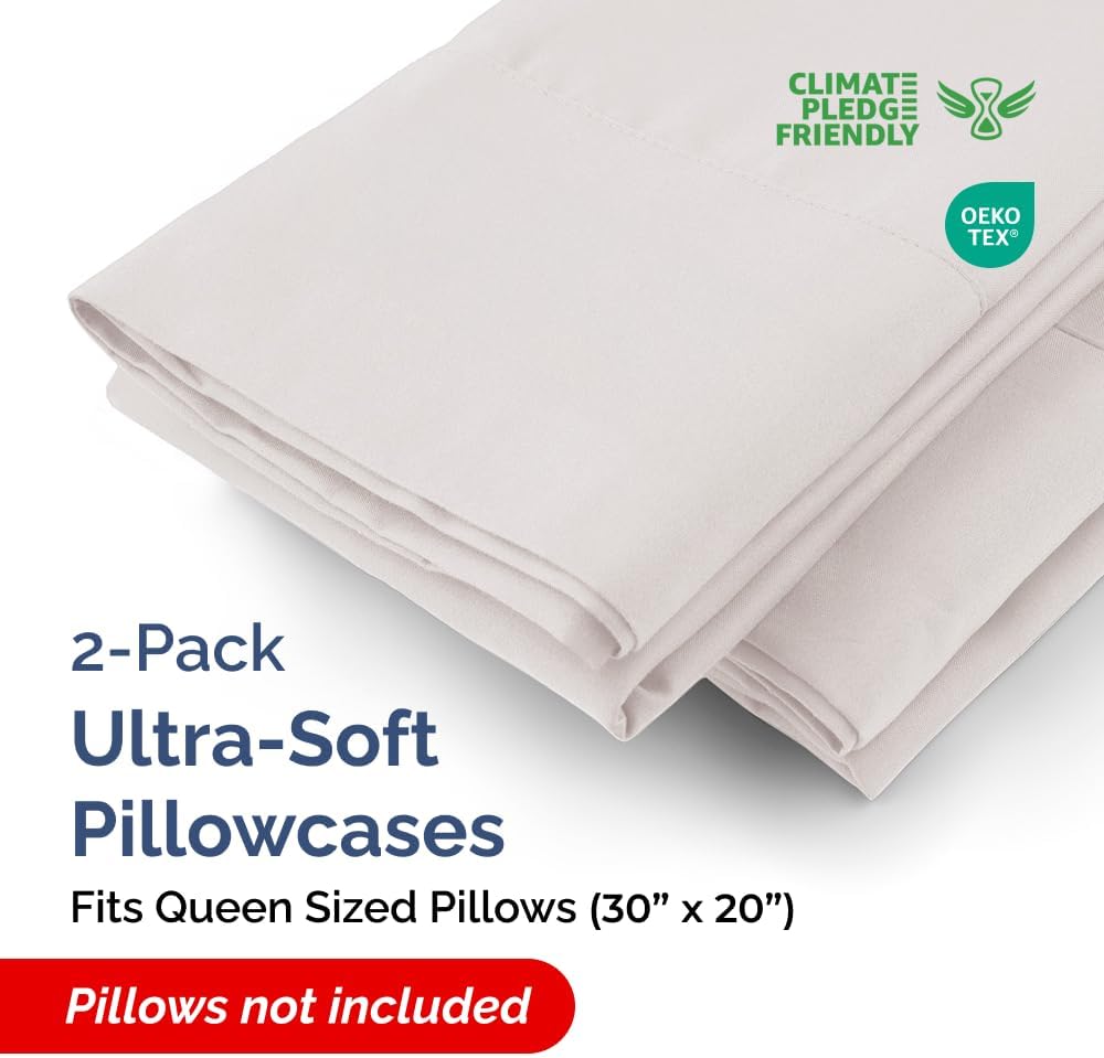 CGKUnlimited Queen Pillow Cases - 2 Pack - Super Soft Pillowcase Covers - Envelope Enclosure - Hotel Quality Pillow Protectors - Wrinkle Fr…