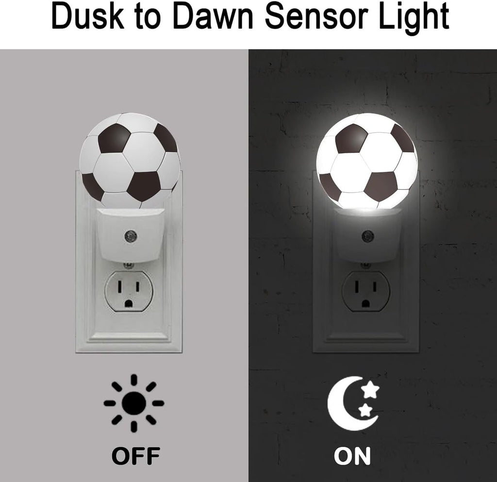 Football Plug in Night Light Auto Light Round Lamps Energy Saving Gift for Women Men Friends