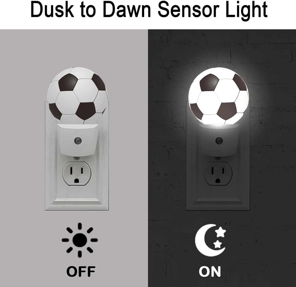 Football Plug in Night Light Auto Light Round Lamps Energy Saving Gift for Women Men Friends