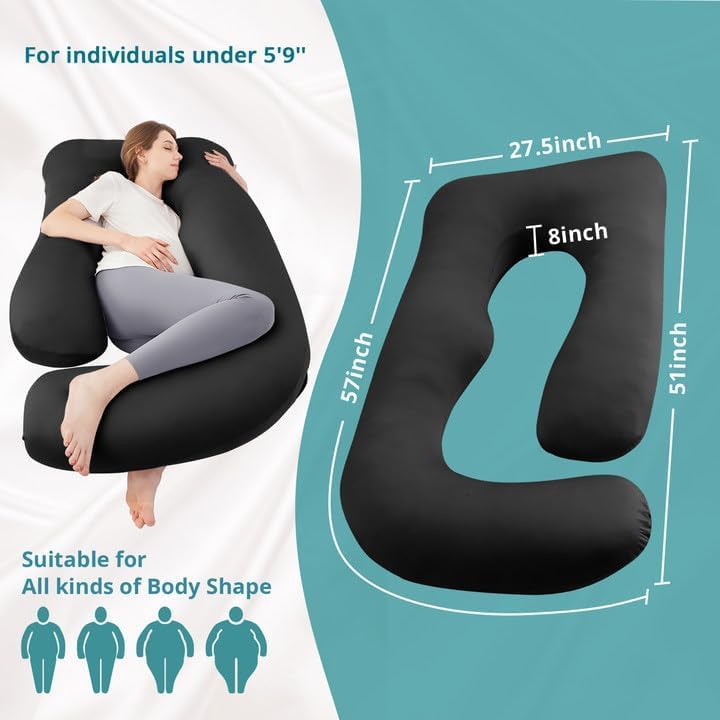 Sasttie Pregnancy Pillows for Sleeping, U Shaped Cooling Full Body Pillow with Removable Cover, Pregnant Women Must Haves, Maternity Essent…