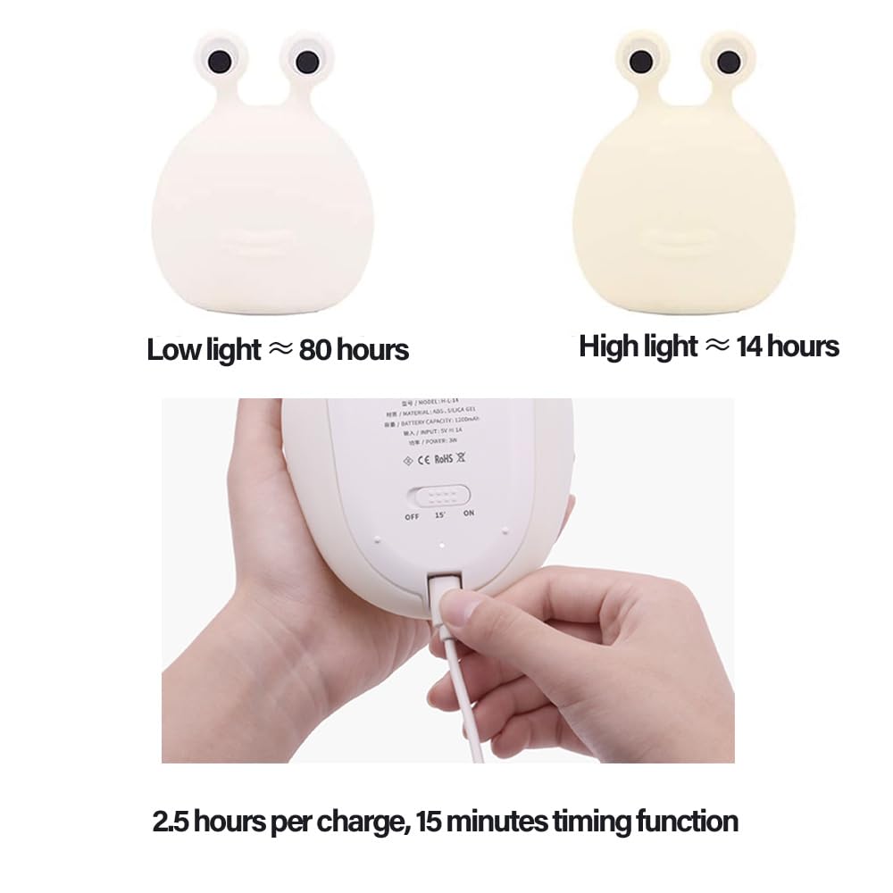 Led Cute Slug Night Light, Dimmable Kawaii Lamps, Super Squishy Silicone USB Rechargeable Touch Control Night Lamp, Used for Camping…