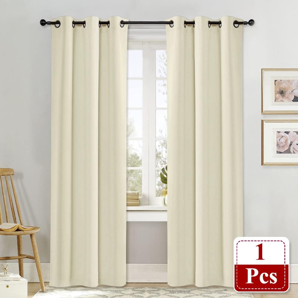 NICETOWN Beige Room Darkening Curtain and Drape Energy Efficient Warmth Solid Grommet Curtain for Office & Classroom (Beige, Sold…