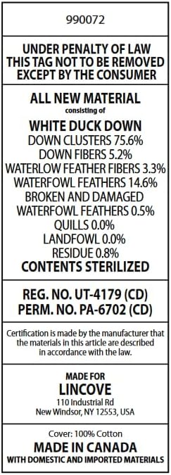 Lincove Cloud Natural Canadian Down and Waterfowl Feather Pillow, White Luxury Sleeping Pillow - 625 Fill Power, 500 Thread Count Cotton Sh…
