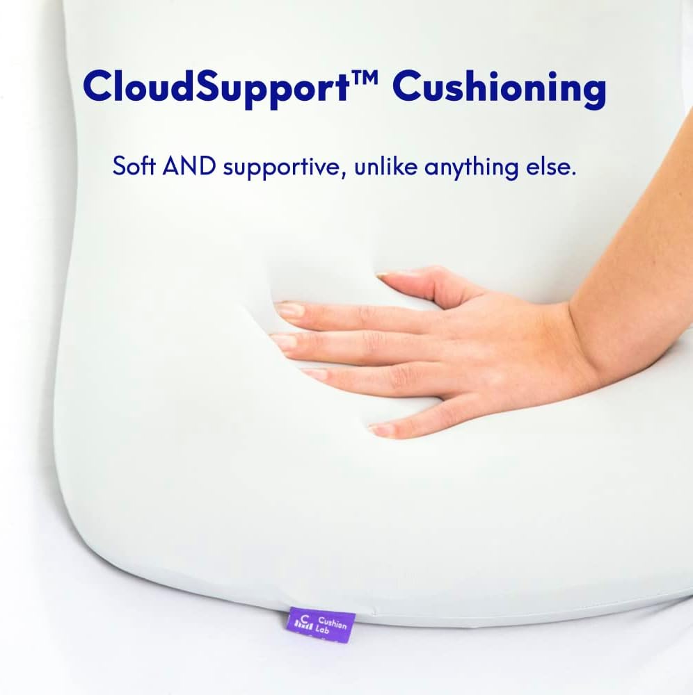 Cushionlab C CUSHION LAB Deep Sleep Pillow, Patented Ergonomic Contour Design for Side & Back Sleepers, Orthopedic Cervical Shape Gently Cr…