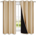 Nicetown Bedroom Full Blackout Curtain Panels, Super Thick Insulated Grommet Drapes, Double-Layer Blackout Draperies with Black Liner for S…