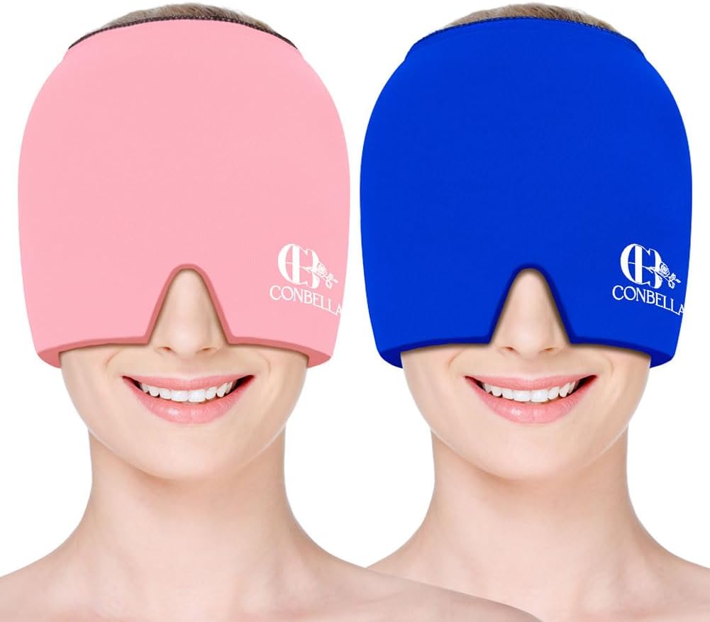 Conbella 2Pcs Migraine Relief Cap, Soothing Headache Ice Face Mask Products, Hot and Cold relaxation, Migraine Headache Relief Cap for…