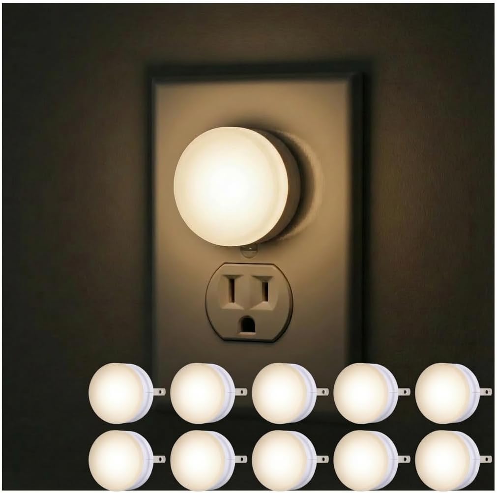 Lights by Night, LED Night Lights Plug Into Wall, 10-Pack, Dusk to Dawn Auto On/Off Sensor, Soft White, Plug In Nightlight Perfect for…