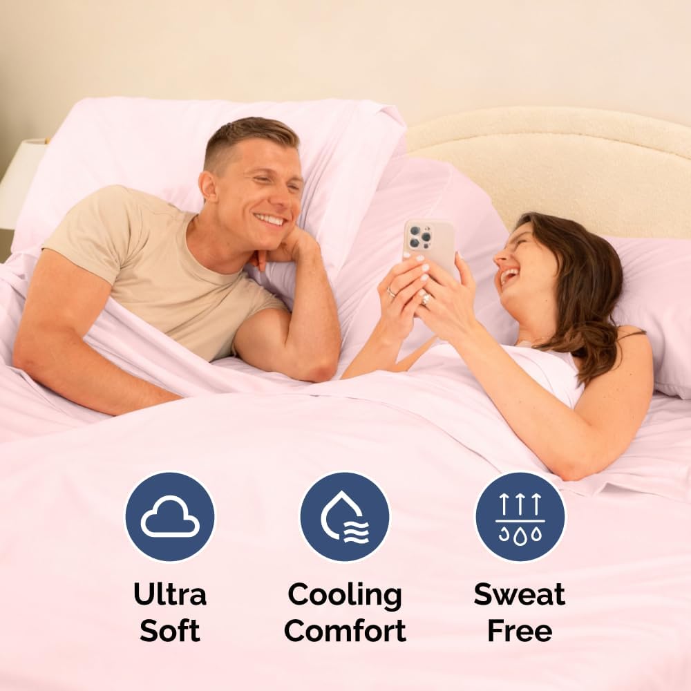 Flex Top Split Head King 4 Piece Sheet Set - Ultra-Soft, Breathable & Cooling Bed Sheets Set - Hotel Luxury Bedding for Women & Men with…