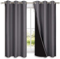 Nicetown 100% Blackout Curtains with Black Liners, Thermal Insulated Full Blackout 2-Layer Lined Drapes, Energy Efficiency Window Draperies…