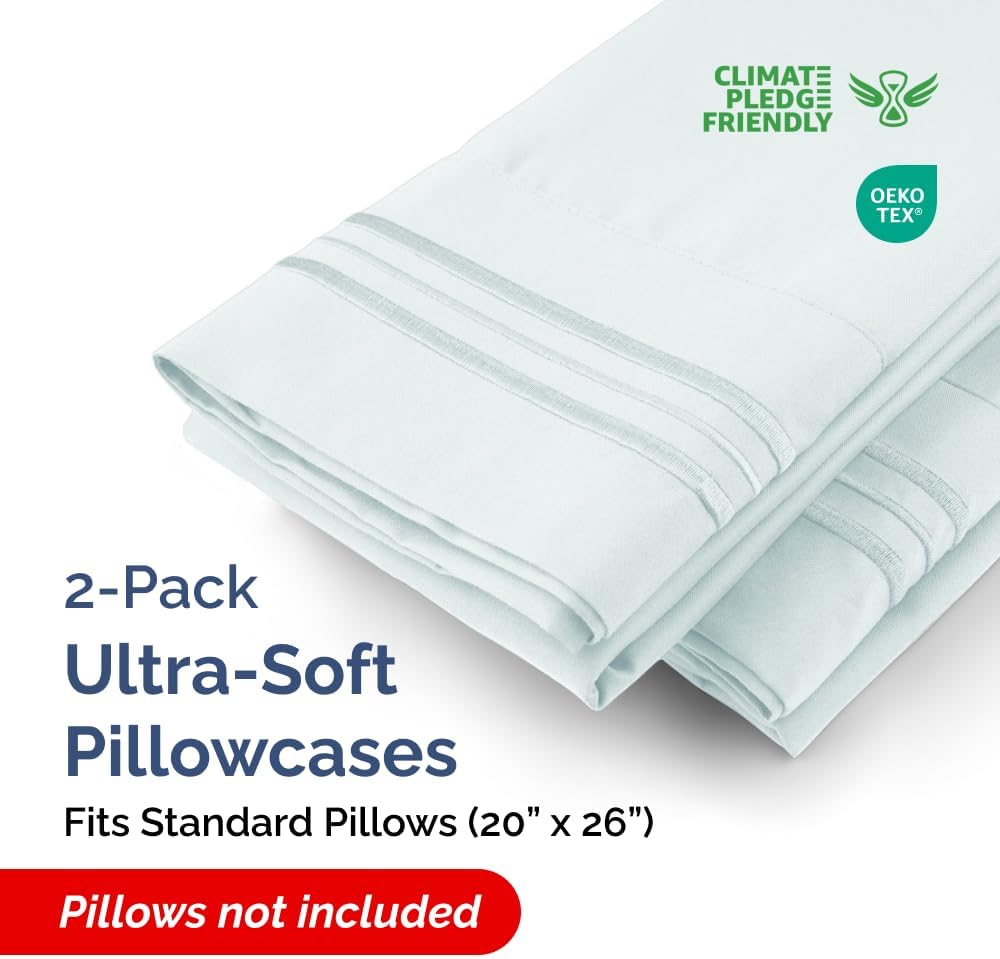 Standard Pillow Cases Set of 2 - Ultra-Soft Hotel Quality Pillowcase Covers - Comfy & Wrinkle Free - Stain & Fade Resistant - Machine…