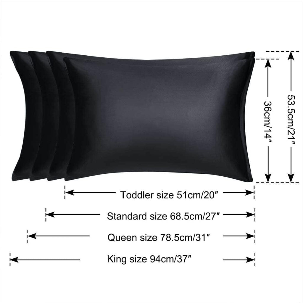 uxcell Travel Satin Pillowcase with Zipper, Super Soft and Luxury, Silky Pillow Cases Covers Set of 2, 14"x20", Black