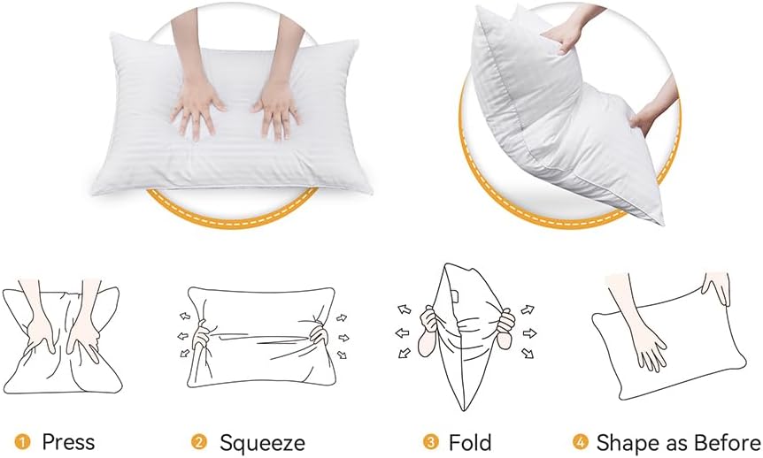 Oubonun King Size Pillows Set of 2 - Fluffy & Supportive Down Alternative Pillows with Zippered Cotton Cover - Breathable and Cool for All…