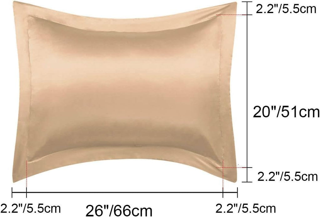 PiccoCasa 2 Pack Satin Pillowcase for Hair and Skin, Euro Sham Pillow Covers Soft Silky Oxford Pillow Cases with Envelope Closure Standard(…