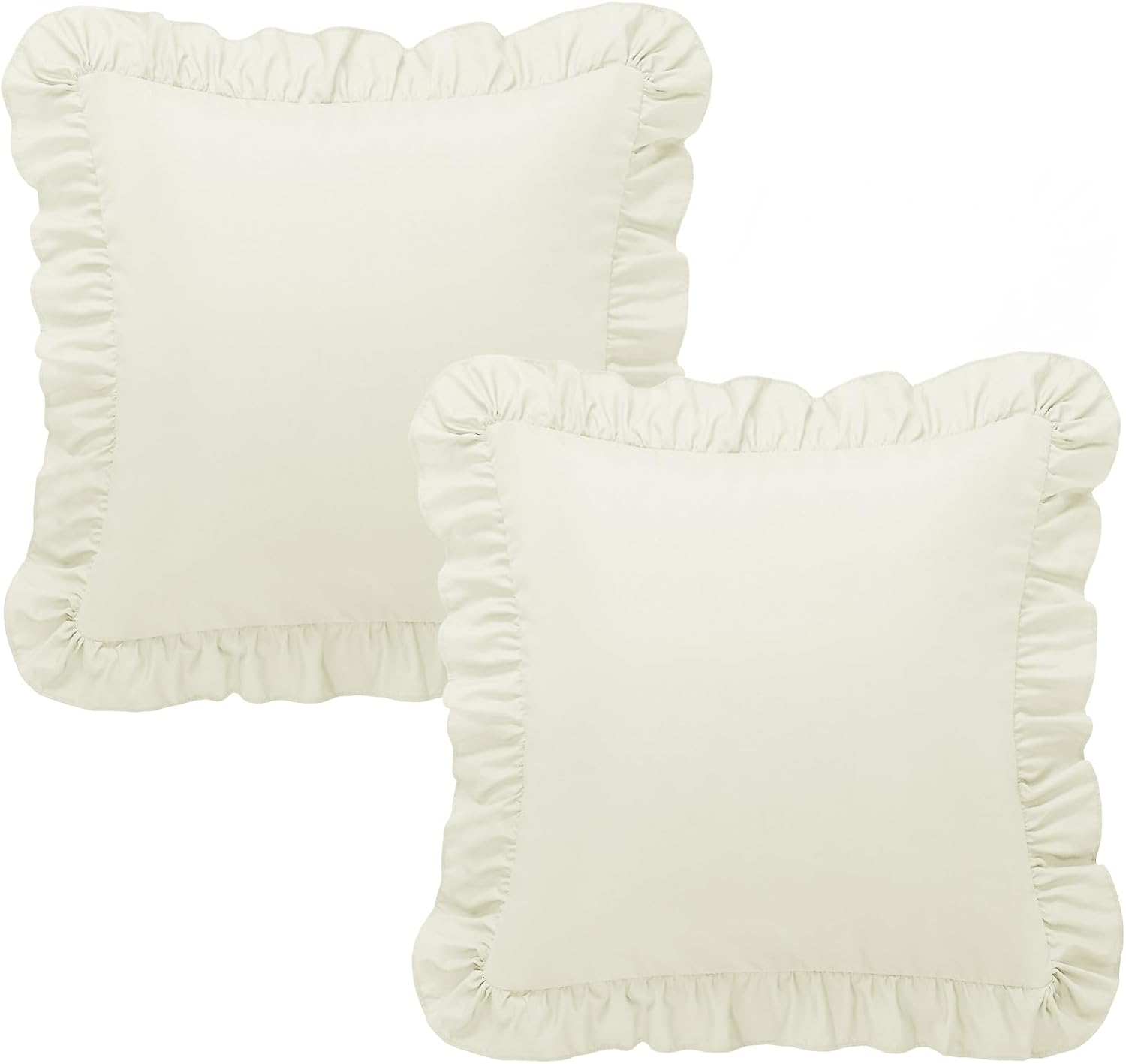 KKJIAF Ruffle Pillow Cases 26x26 Inches, Beige Square Ruffled Pillow Covers Set of 2, Microfiber Wrinkle Resistant Pillow Shams with…