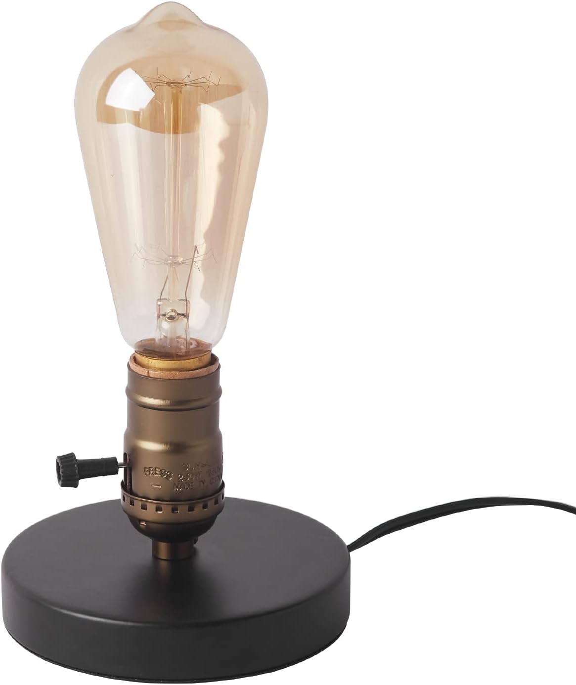 Vintage Table Lamp, Industrial Desk Lamp Small Retro Bedside Lamp with ON/Off Switch E26 Lamp Holder for Home Lighting Decor, Cafe Bar…