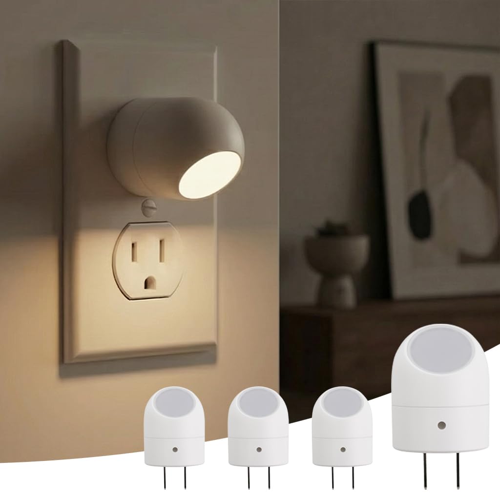 Mini LED Night Light Plug-in Smart Sensor Directional Lamp with 360° Rotating Head Auto Dusk to Dawn Lighting Energy Saving Pet Friendly…