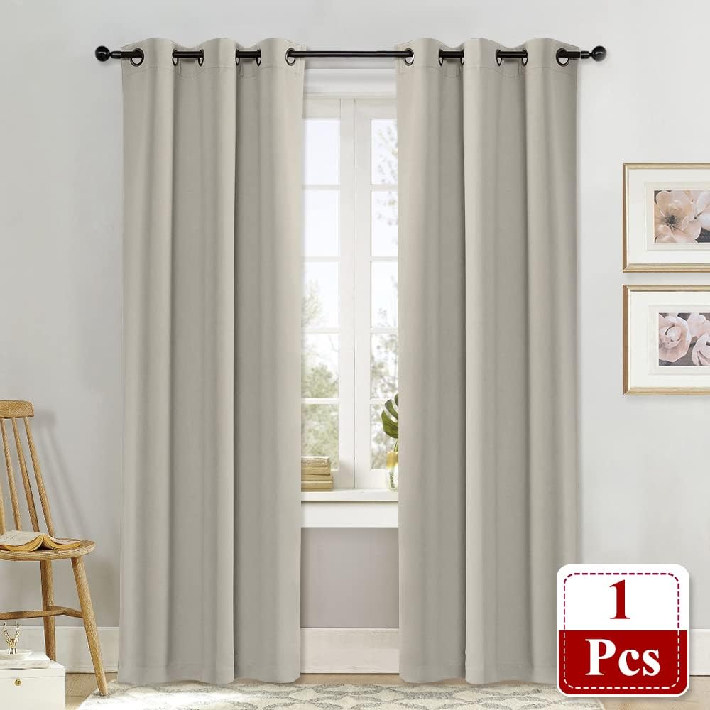NICETOWN Natural Room Darkening Curtain and Drape Energy Efficient Warmth Solid Grommet Curtain for Office & Classroom (Sold…