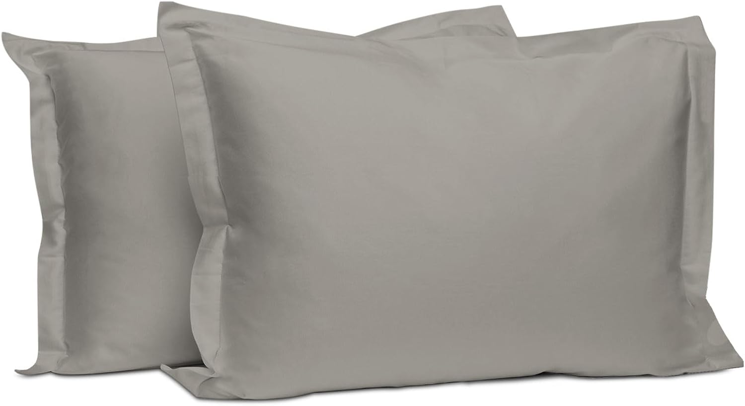 Pizuna Pure 100% Cotton Pillow Shams Queen Size Set of 2 Ash Grey, Luxurious 400 Thread Count Long Staple Cotton Sateen with Envelope Closu…