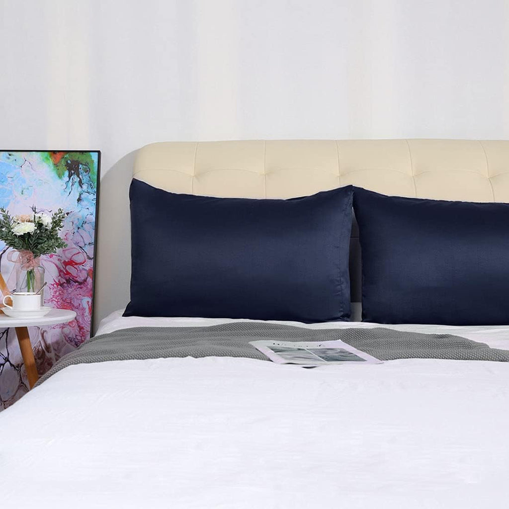 uxcell 2 Pack Silk Satin Pillowcase for Hair and Skin, Cool, Silky, Soft Breathable Pillow Cases Standard Size 20x26 Inch Sateen Pillowcase…