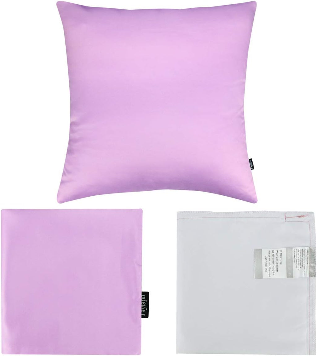 Faylapa 4 Pack Satin Throw Pillow Cases, Light Purple Heavy Silk Satin Decorative Pillow Covers Solid Dyed Soft Pillow Cover Home…