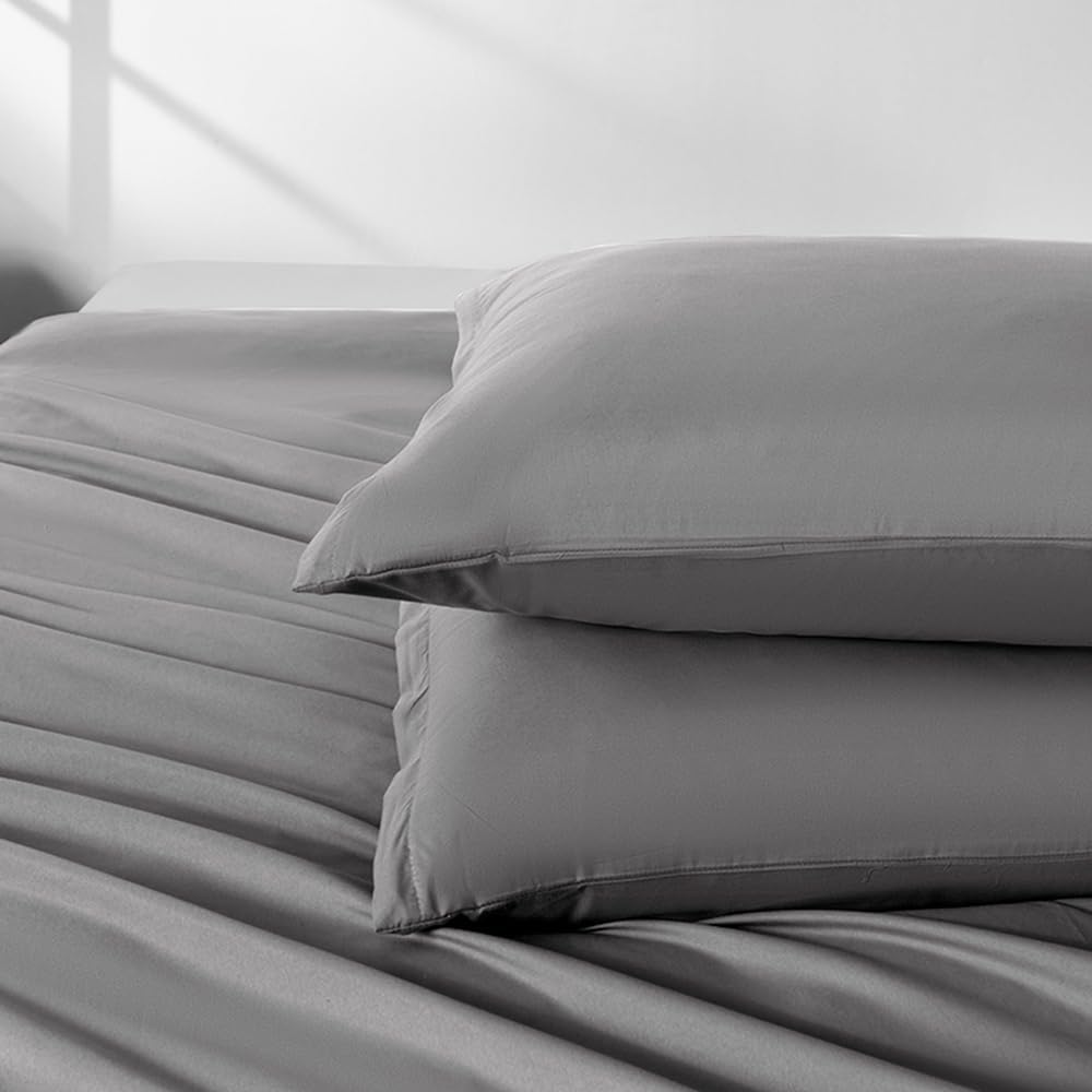 NookZuzu 2 Pack Microfiber Zipper Pillowcases, Soft Comfortable Not Shrink Dark Gray Pillow Case, Standard Pillow Cases Set of 2 (20x26 Inc…