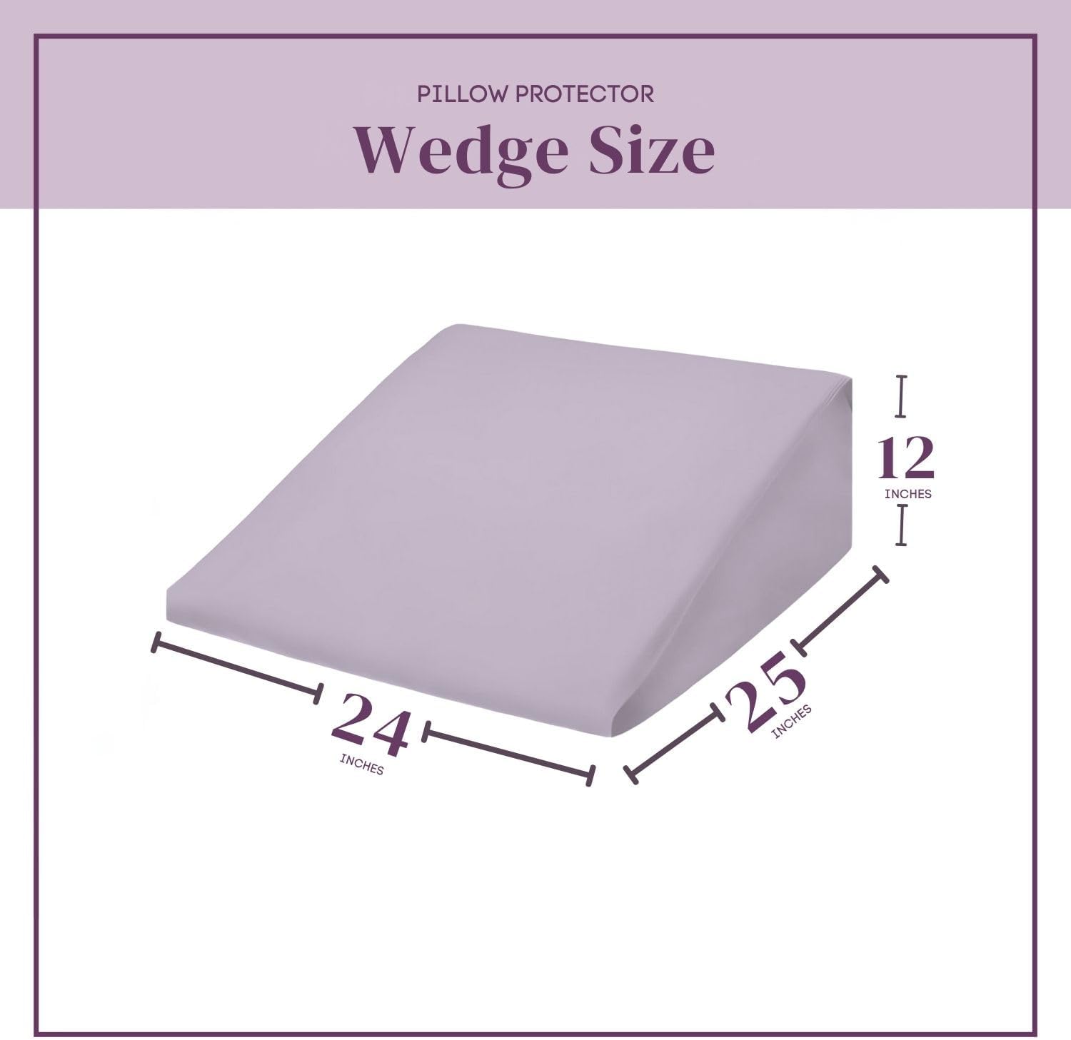 CirclesHome Wedge Pillow Cover 100% Cotton, Zippered Wedge Pillow Case Protector, Soft, Hypoallergenic & Breathable -Lavender, (24Wx25Lx12)…