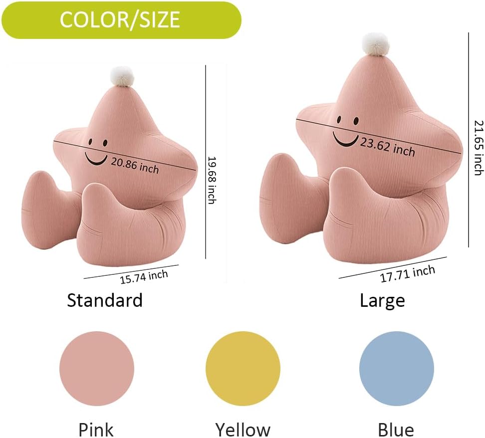 Ceanlex Reading Pillow for Kids, Teens Backrest, Cute Star Shape Bed Rest Chair with Armrest, Support Cushion for Sitting in Bed, Couch, Be…