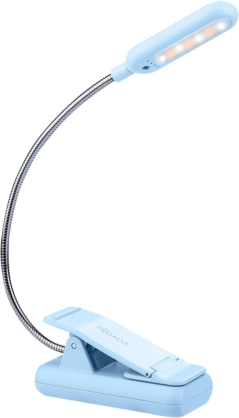 Vavofo Rechargeable Book Light for Reading in Bed Kids, 7 LED Reading Light with 9-Level Warm Cool White Daylight, Eye comfort Lamp with…