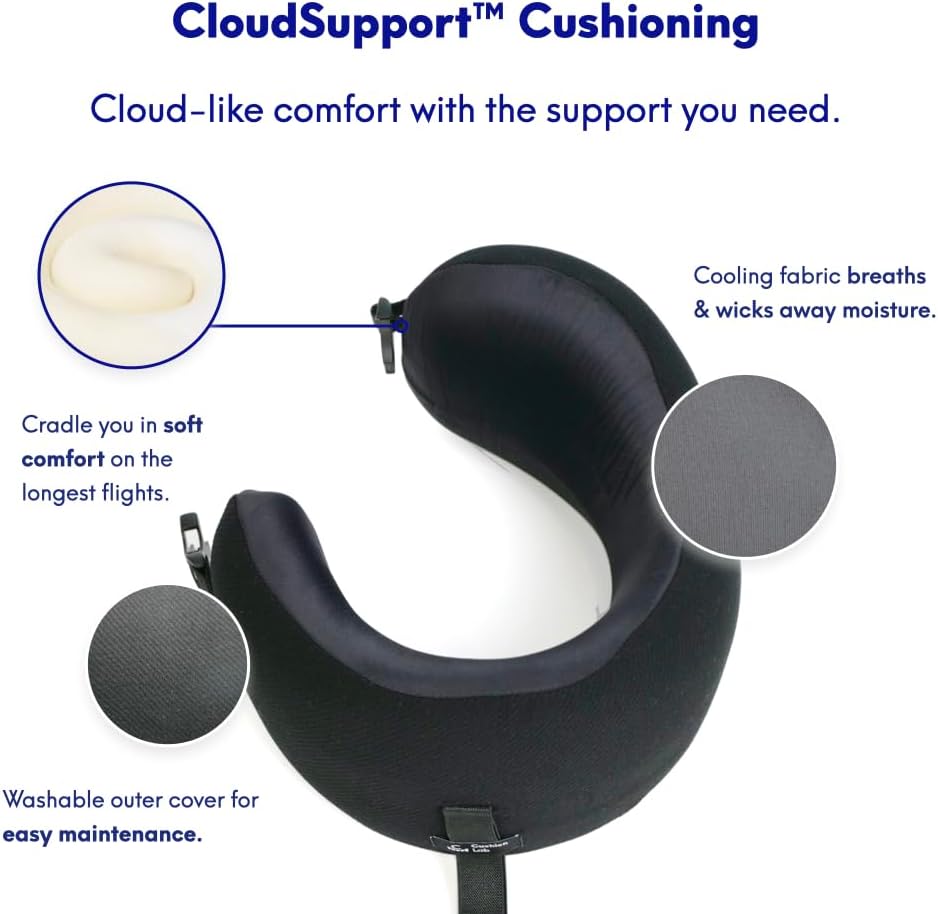 C CUSHION LAB Extra Support Travel Pillow, Award-Winning Patented Ergonomic Design for Chin & Neck Support Memory Foam Neck Pillow…