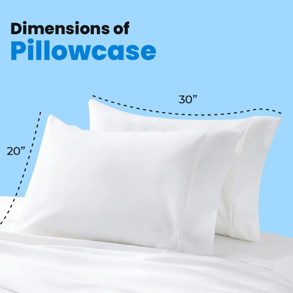 Avalon Bedding Pillow Cases Standard Size White Pillow Cases Set of 4 Cotton Blend 200 TC Soft & Breathable Perfect for Home & Hospital, Ho…