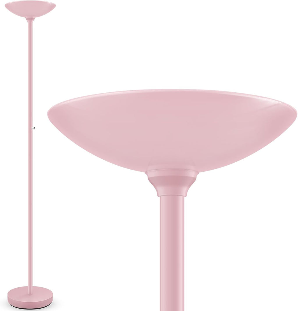 30W Pink Torchiere Floor Lamp, 3600LM Super Bright LED Pole Lamp, 71Inch Tall Stepless Dimmable Torch Lamp, 1Inch Thick Metal Tube…