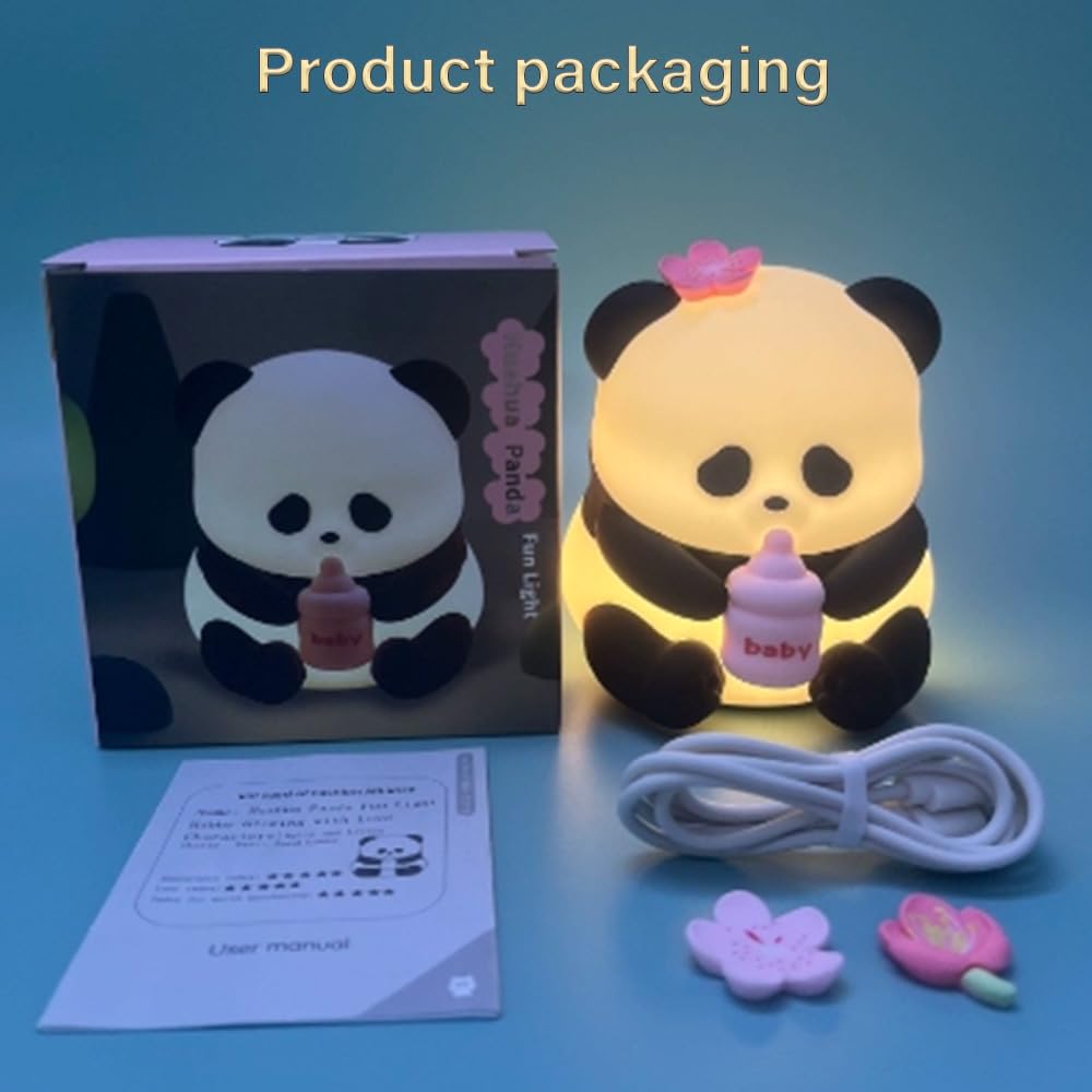 Led Cute Panda Night Light with 7 Colors, Dimmable Timer Nursery Lamps, Rechargeable Touch Control Night Lamp for Kids Adults, Used for…