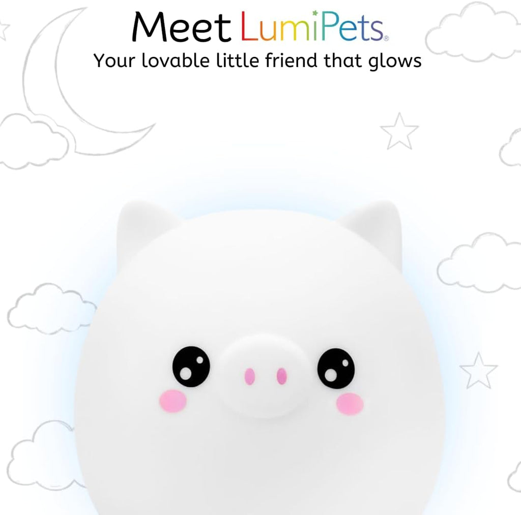 Lumipets Remote Control Silicone Night Light for Kids - Pig Design with 9 Soft Colors & Sleep Timer - Rechargeable, Battery-Operated Lamp…