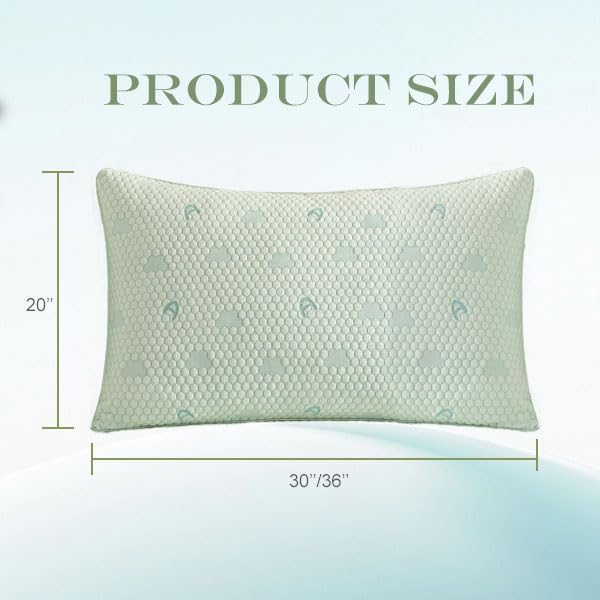 Accuratex Cooling Memory Foam Pillows for Sleeping Standard Size Set of 2, Adjustable Fluffy Pillows with Removable Cover, Cool Bed Pillow…