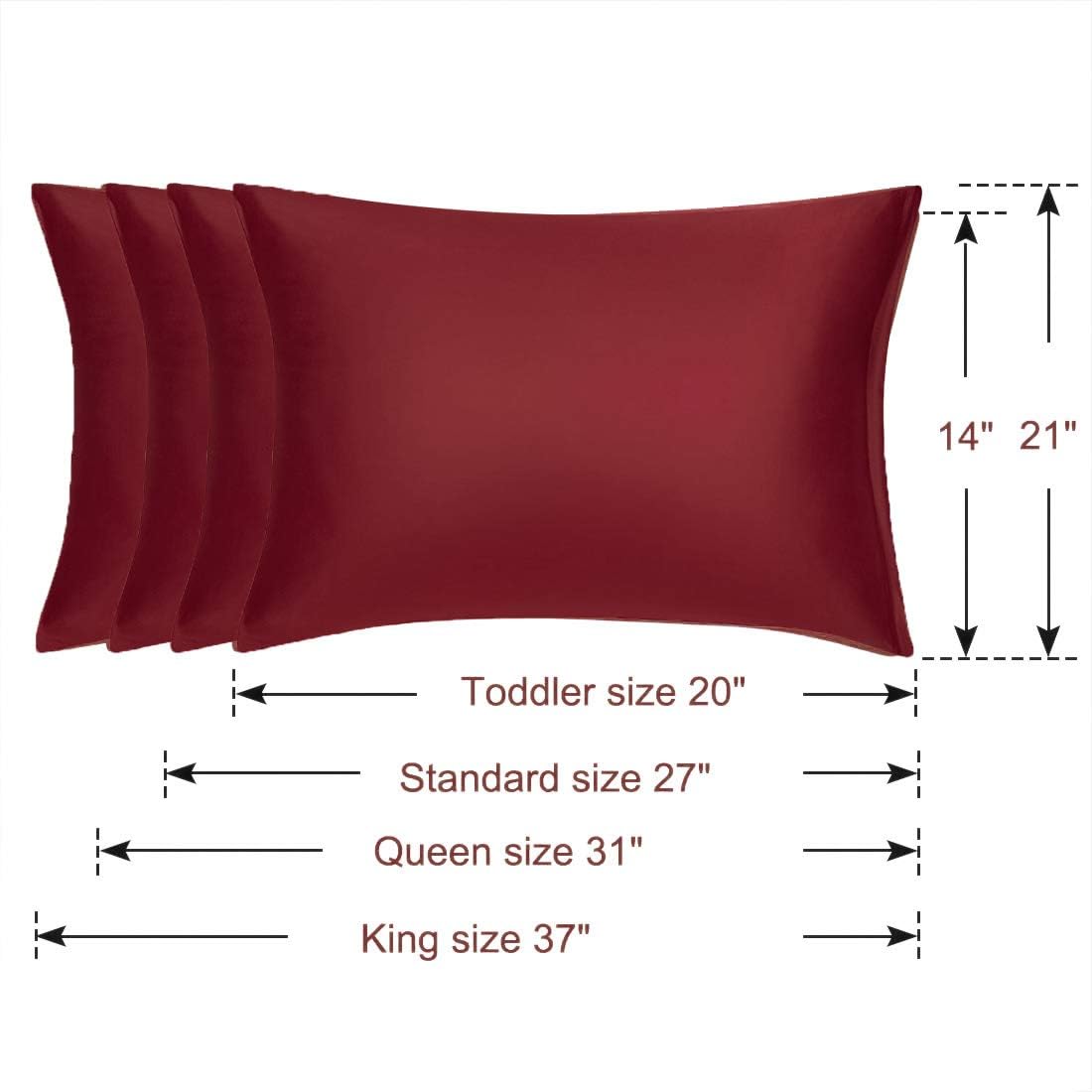 uxcell Queen Satin Pillowcase with Zipper, Super Soft and Luxury, Silky Pillow Cases Covers Set of 2, 21"x31", Red