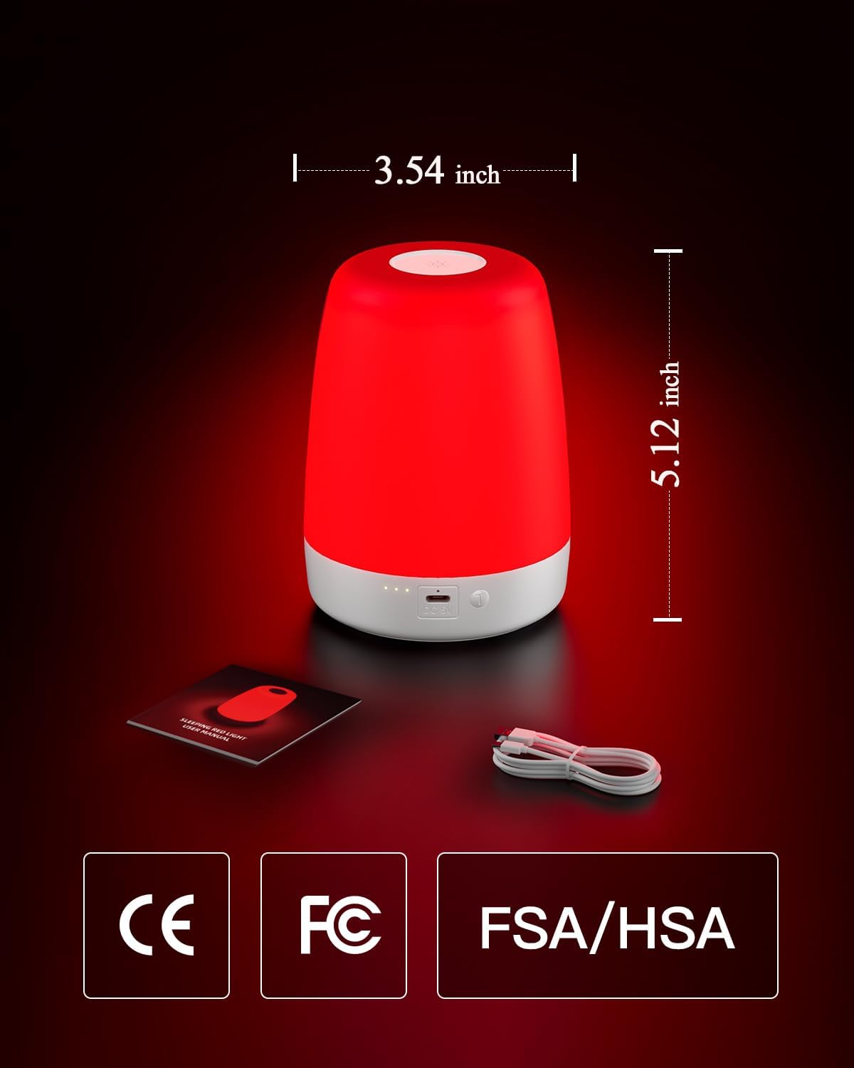 Generic Red Light Night Light for Bedroom - 670nm Sleep-Enhancing Lamp, 2 Color Mode, 3 Brightness Level, Touch Control, 2H Timer, M…