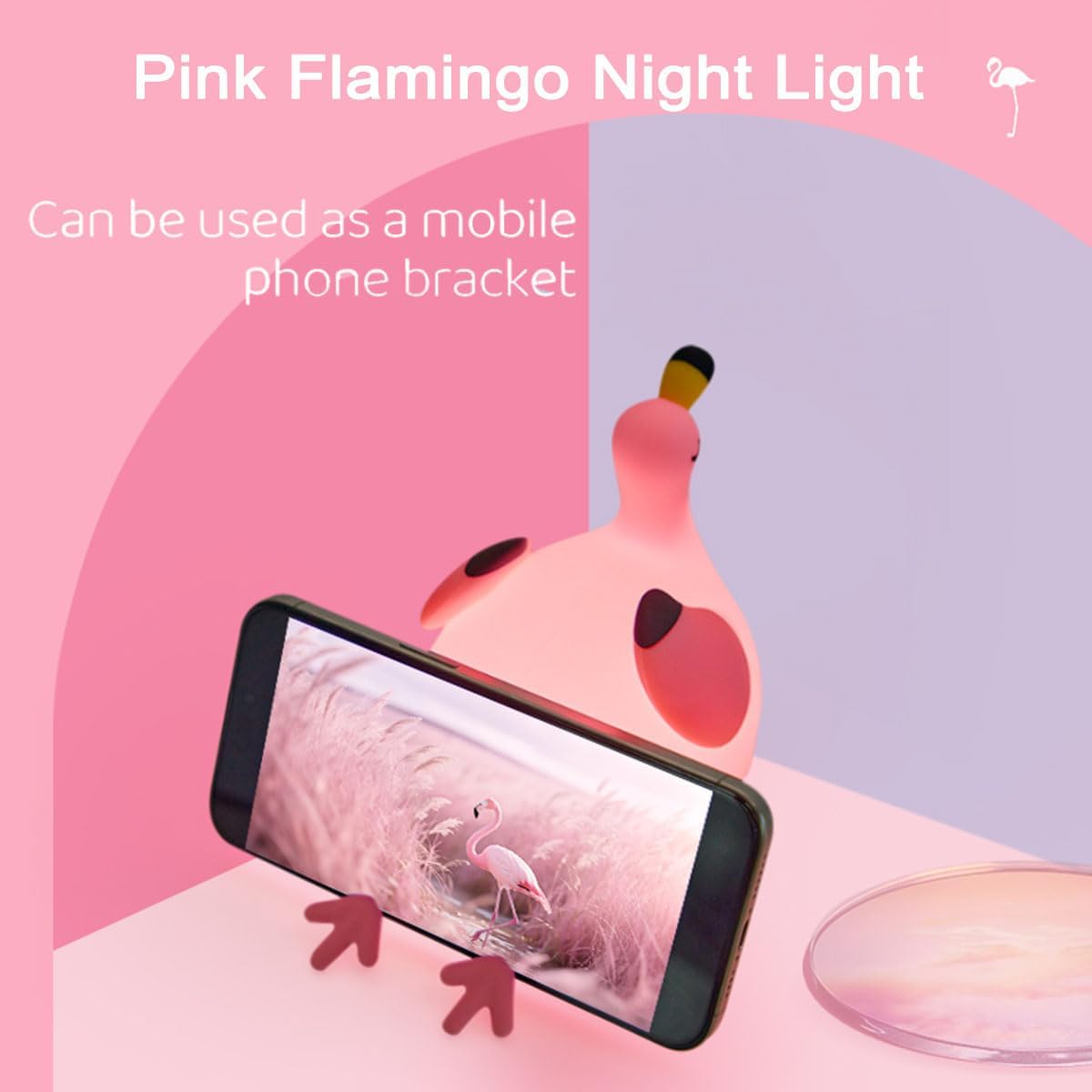 DREAMING MY DREAM Flamingo Night Light, Dimmable Silicone Animal Nursery Night Light, Pink Flamingo Lamp Decor for Kids Room…